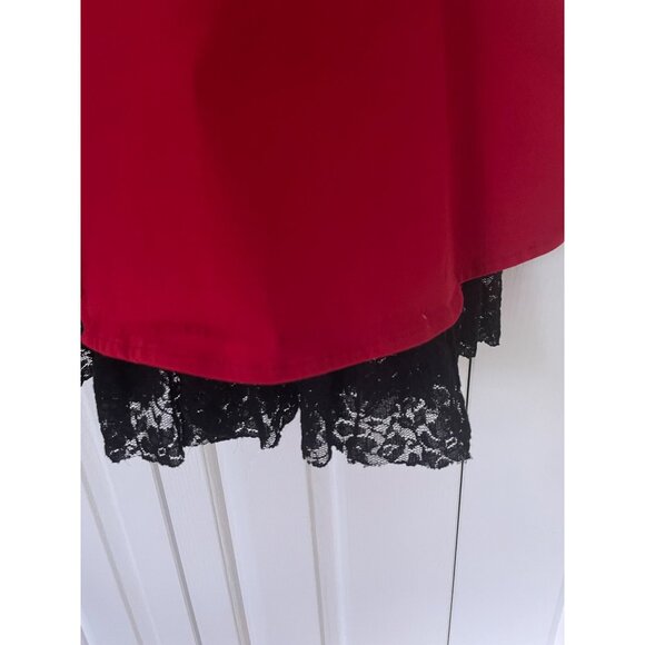 Hot Topic Red Black Lace Dress Stretchy Fit Flare Goth Punk Mini Small - Picture 5 of 7